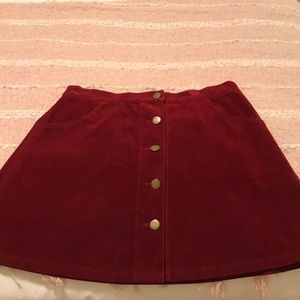 Red Corduroy Mini Skirt
